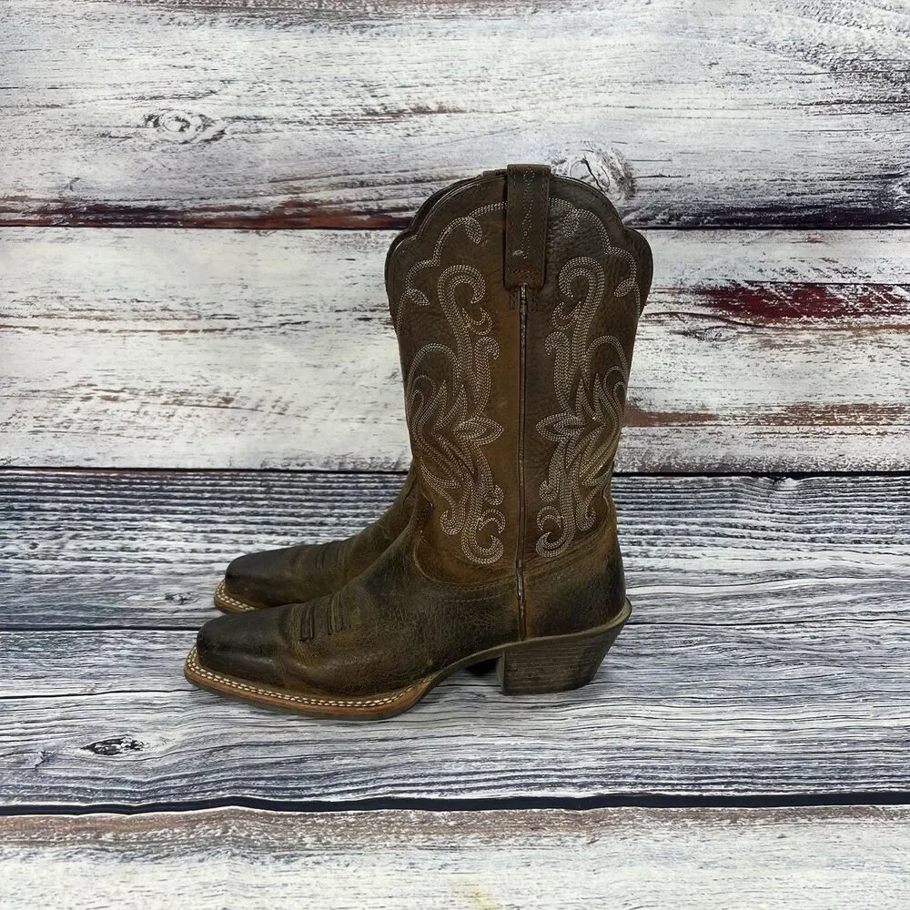 Ariat Legend Brown Leather Square Toe Cowboy Boots 10001046 Women’s Size 6